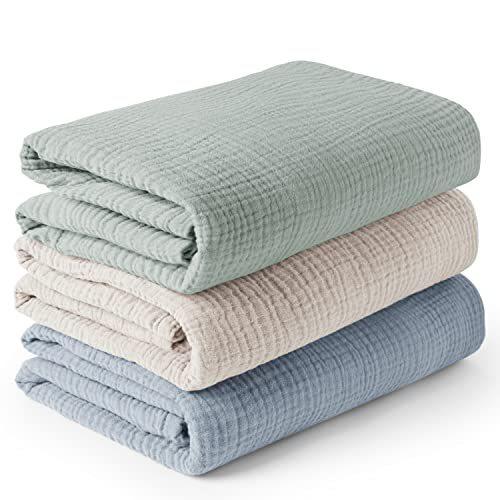 3pcs Set Cotton Muslin Swaddle Baby Wrap Blanket Set for Boys Girls Newborn Gifts Stroller Blankets Baby Bedding Kids Swaddling