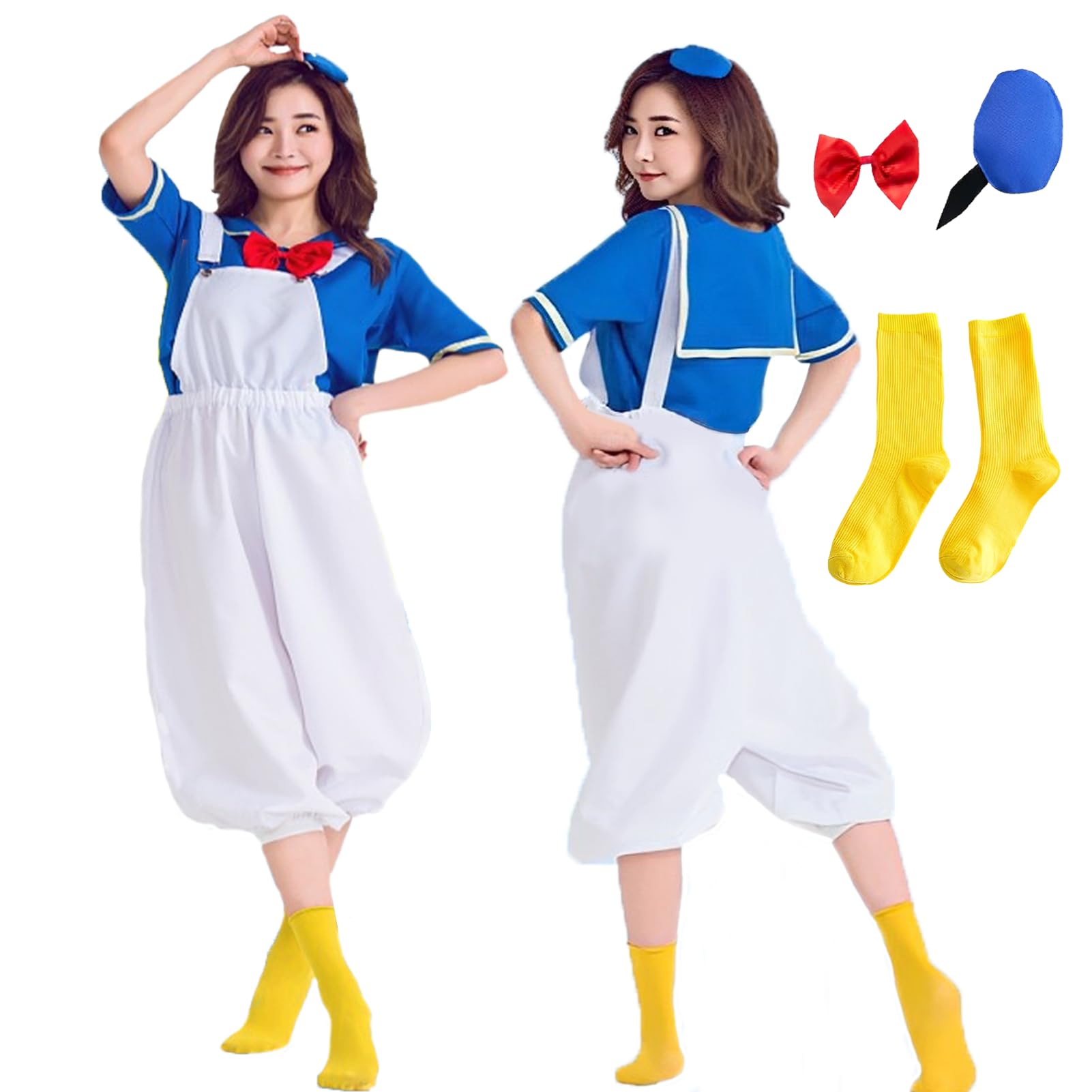 

Angenster Halloween Donald Duck Cosplay Adult Sailor Uniform Duck Cosplay Navy Style Women s 5-Piece Set, Cute Adult Costume, Disguise, Uniform,