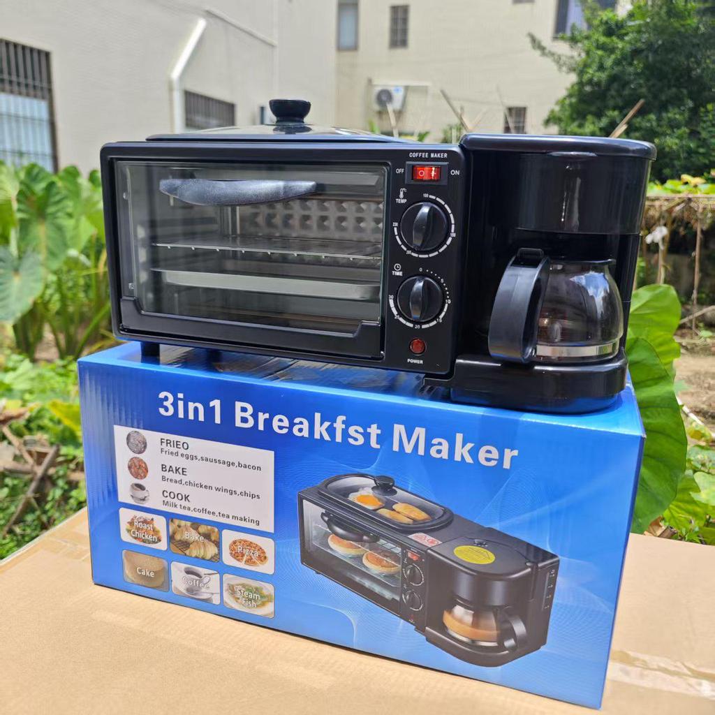 Multifunctional All-in-One Breakfast Maker: Coffee Machine, Toaster & Oven with Smart Timer