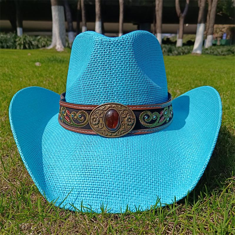 2026 Western cowboy hat man embroidery applique cowboy hat men and women sun hat summer wide brim straw hat hsun hat women