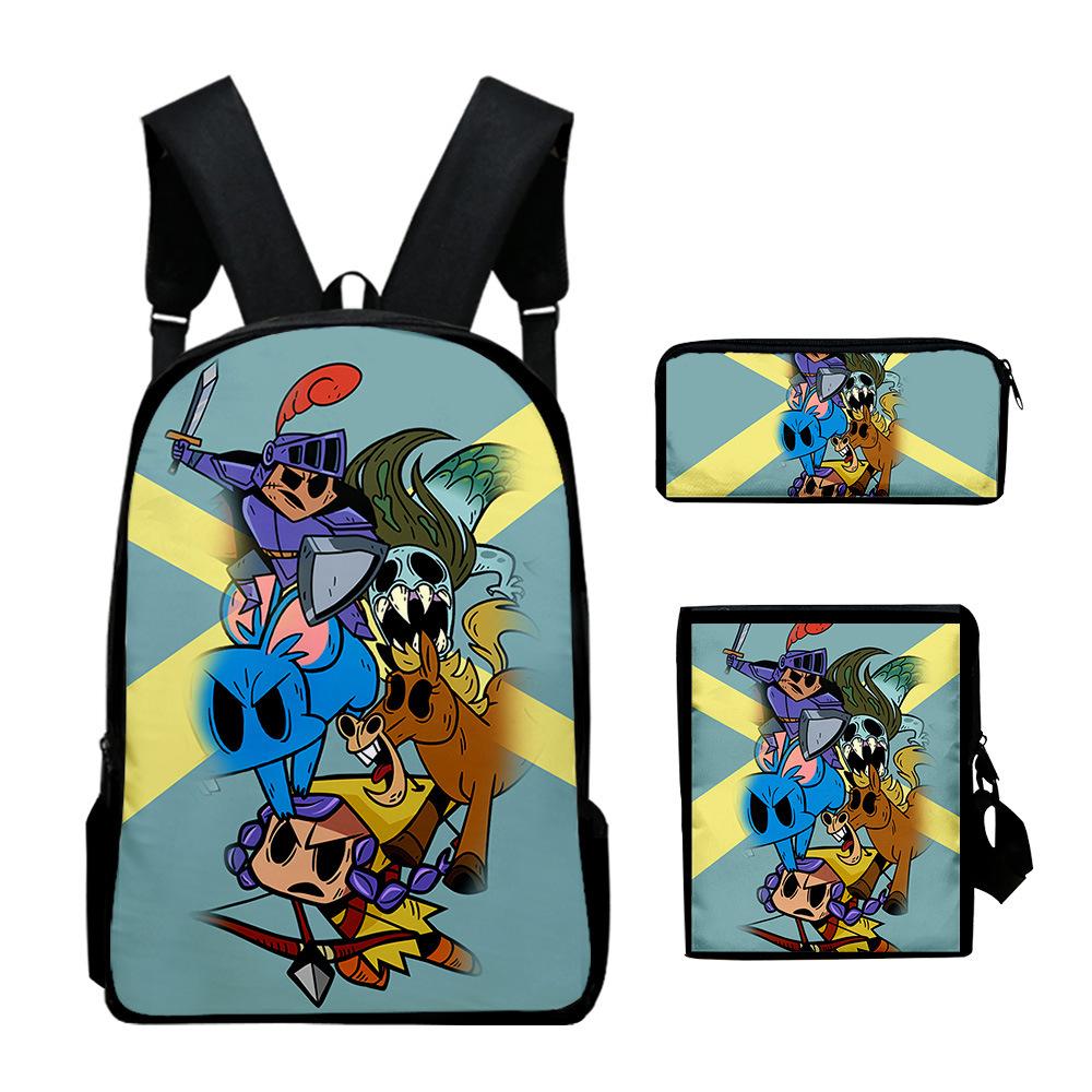 Classic Novelty Nobody Saves the World 3D Print 3pcs/Set School Bags Laptop Daypack Backpack Inclined Shoulder Bag Pencil Case