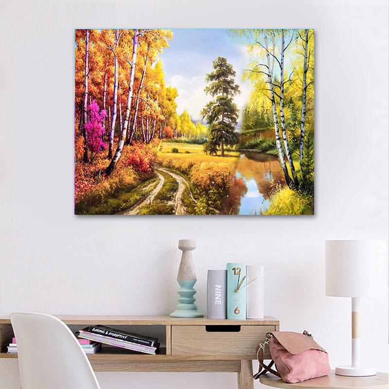 

5D DIY Алмазная картина Лесная тропа Вышивка Крестом Горный хрусталь Мозаика Домашний декор 20X30CM