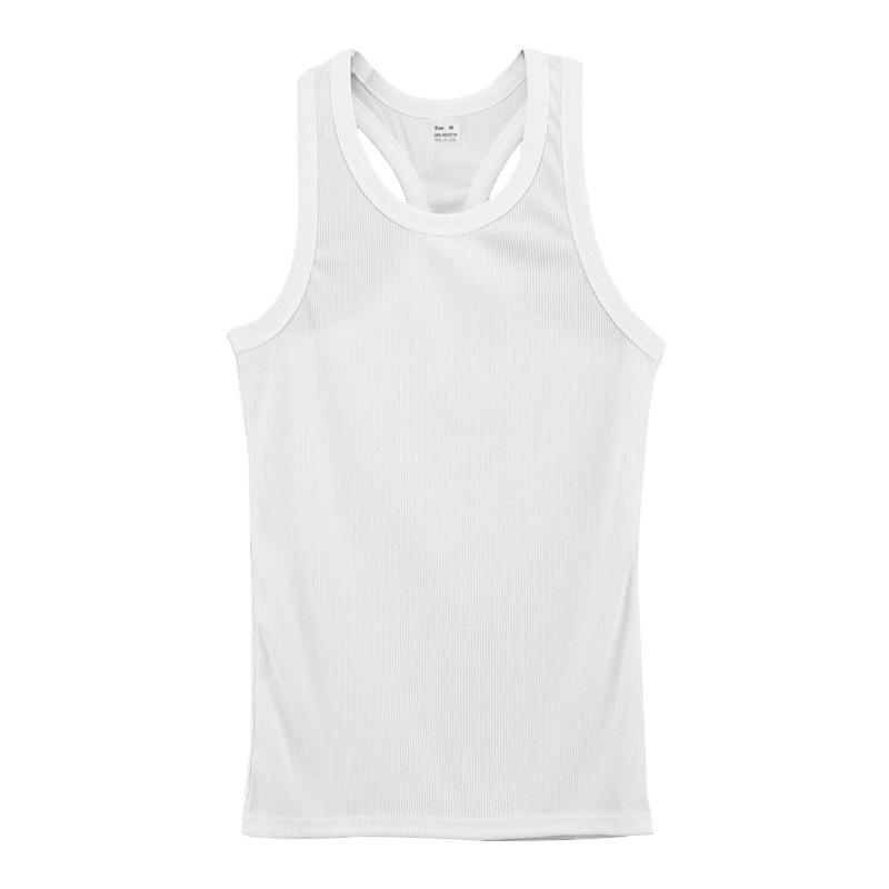 Elastic Exercise Fitness Vest for Men Summer Round Neck Plus Size Leisure Muscle Training Breathable Men