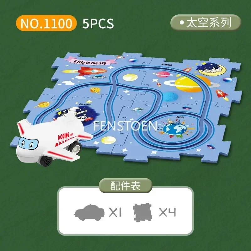 Non-Toxic Children Puzzle Electric Railroad Speeder Diy Assembly Electric Car Automatic Rail City Scene Construction Education Toy Gift