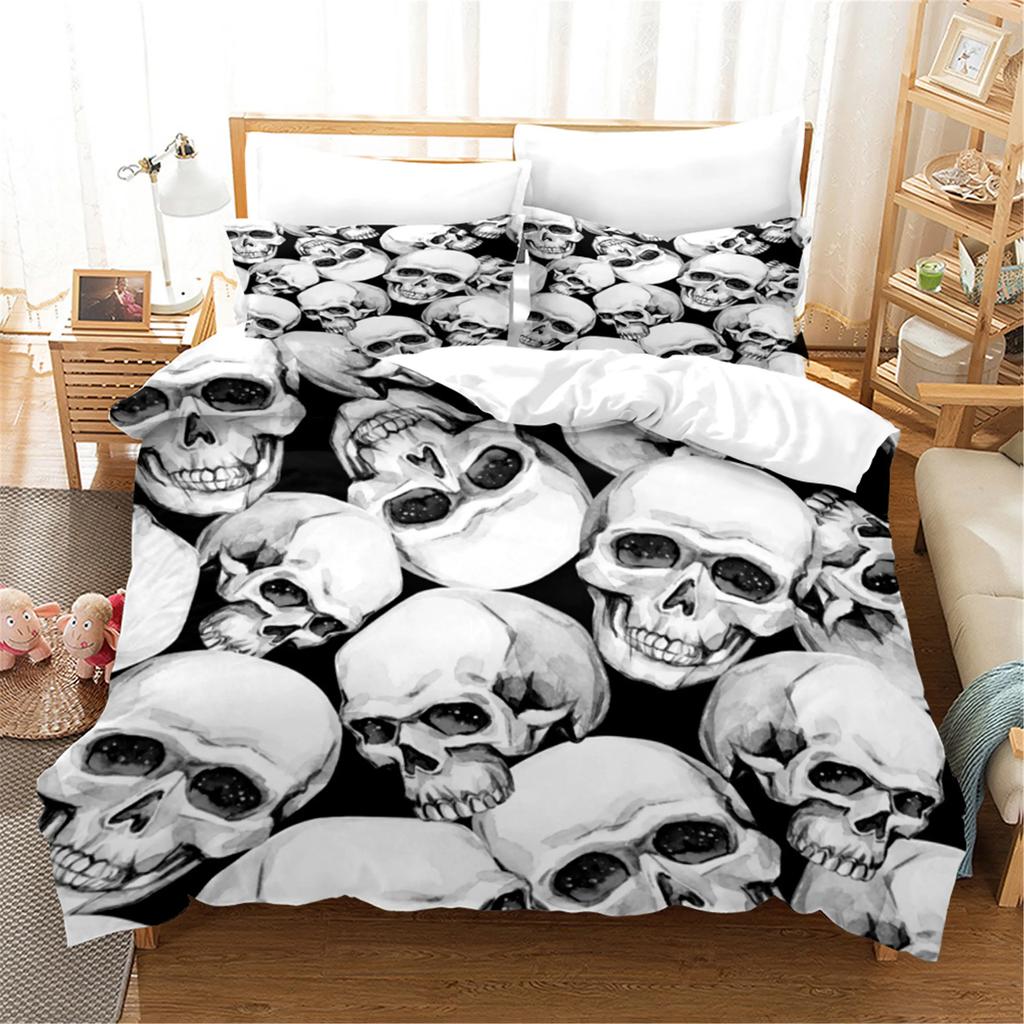 3D Printed Skull Bedding Set Pillowcase Cyber Love Duvet Cover Double Twin Full Queen King Adult Kids Bedclothes Quilt Cover