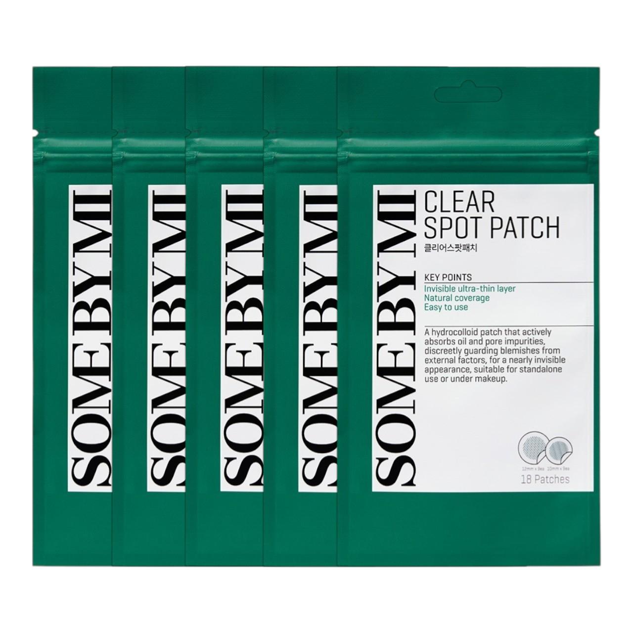 SOME BY MI Clear Spot Patch 18 Patches x 5 Packs (90 Patches Total) - Waterproof Acne Pimple Treatment