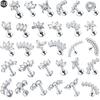 1Pc G23 Titanium Labret Ear Tragus Earring Stud Internally Threaded Zircon Lip Rings Cartilage Helix Piercing Body Jewelry 16G