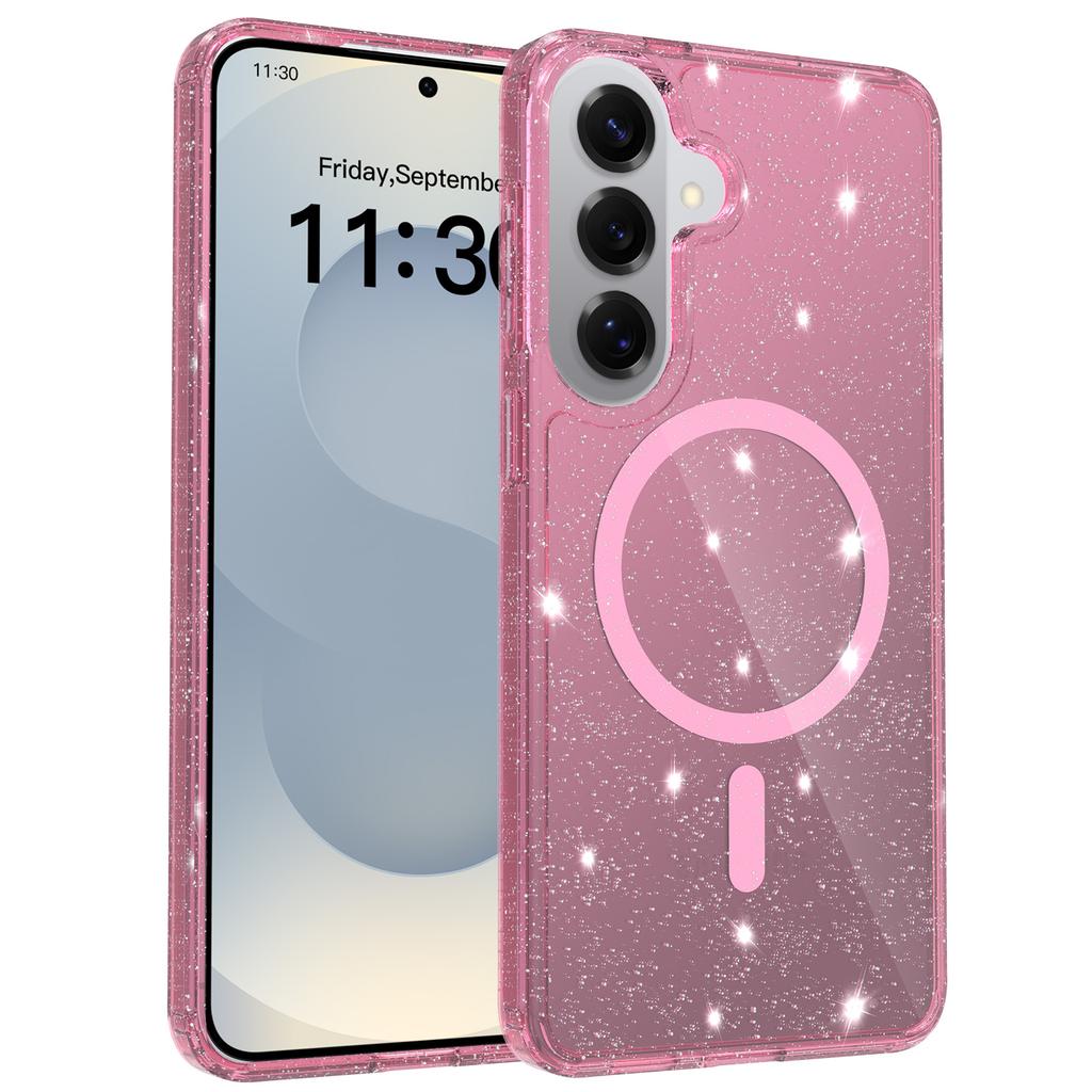 Dla Samsung Galaxy S26+ Magnetyczne Etui Błyszczący Design TPU PC PET Odporne na Upadki Pokrowiec na Telefon