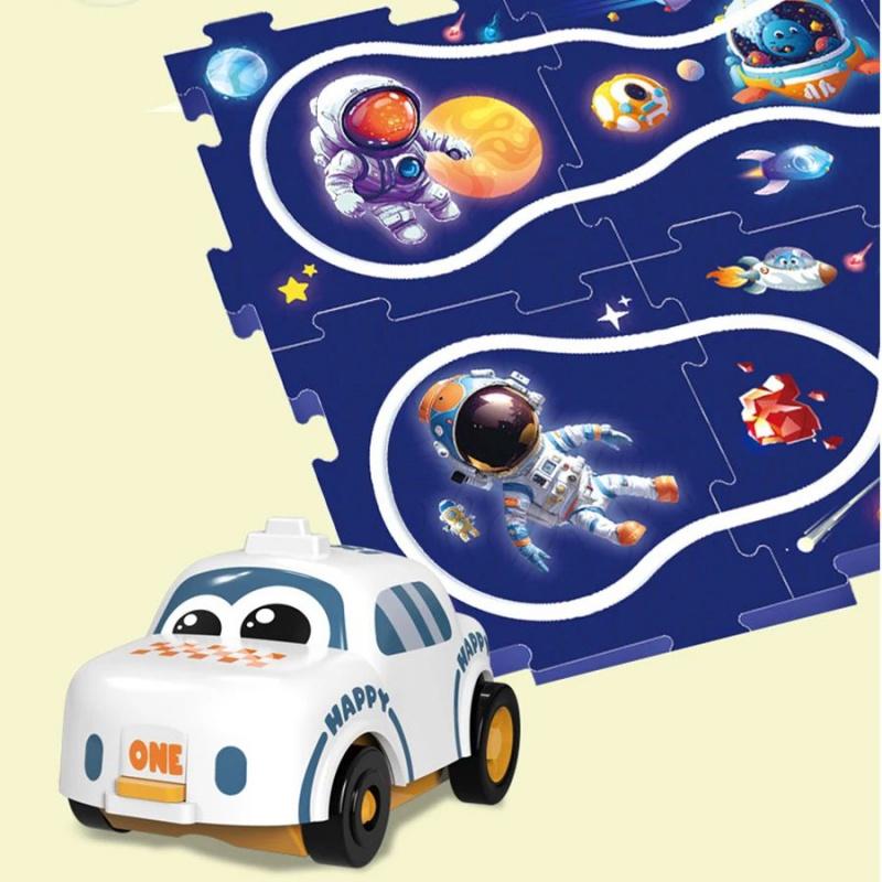 Children's DIY Puzzle Track Scene Construction Puzzle Assembly Electric Track Car Children's Early Education Toy Gift Set