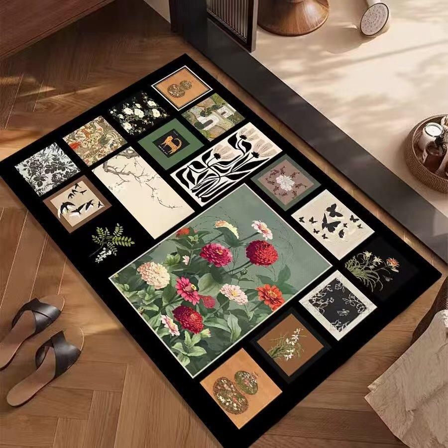 Vintage Patchwork Carpet Mat Rug Botanical Animal Pattern Design Home Decoration Floor Mat Floor Mat Welcome Mat Home Mat