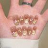 ins wind spring dried flower cat eye short pure hand-worn nail advanced whitening boutique nail art fake nail patch