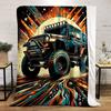 Bold off-road vehicle with dynamic, colorful streaks and cosmic accents. for all seasons blanket lunch break throw gift