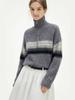Women's High Neck Half-Zip Gradient Color Block Plush Knit Sweater – Cozy, Relaxed Autumn/Winter Essential