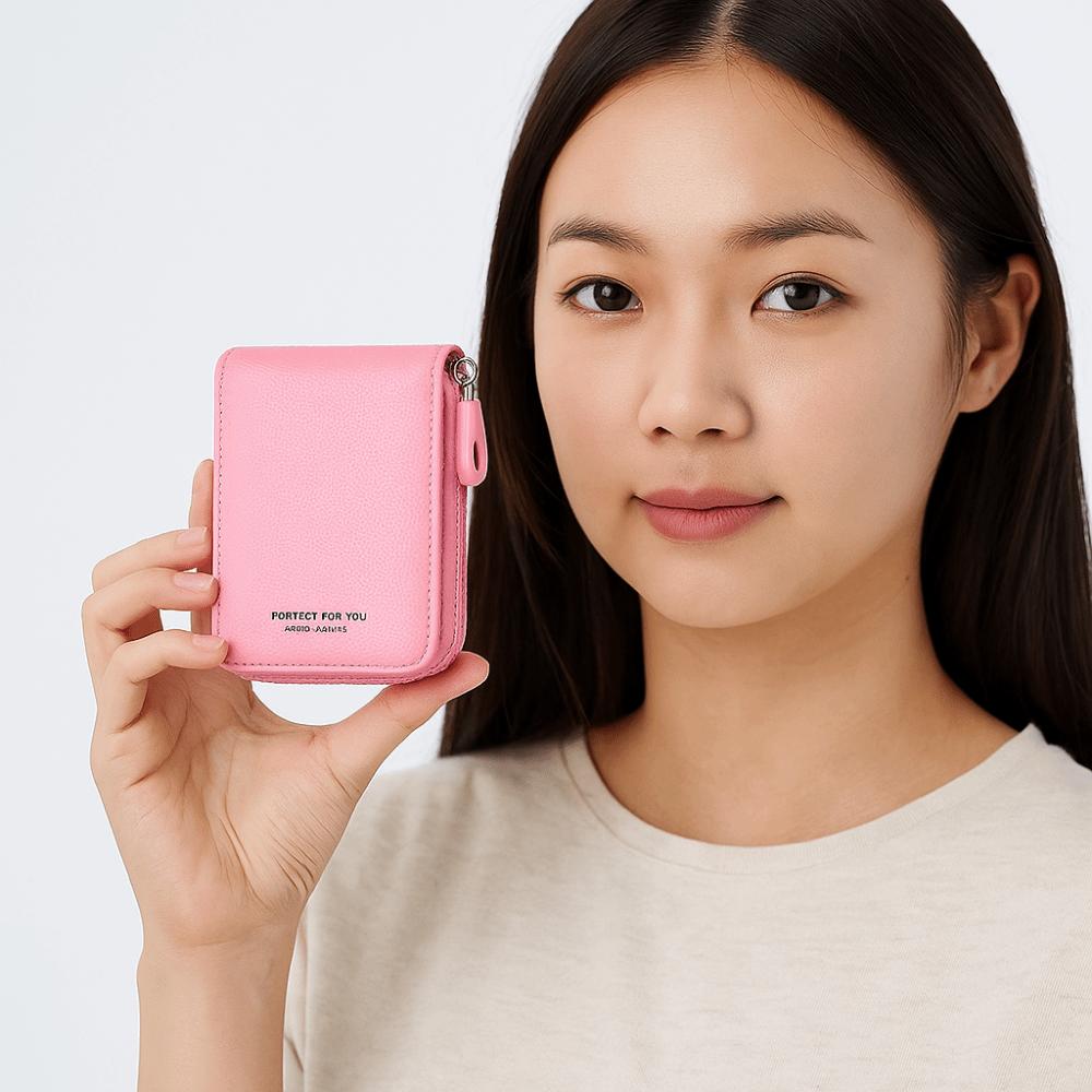 Short Clutch PU Leather Card Holder Zipper Coin Purse Retro Women Short Wallet Card Storage Bag