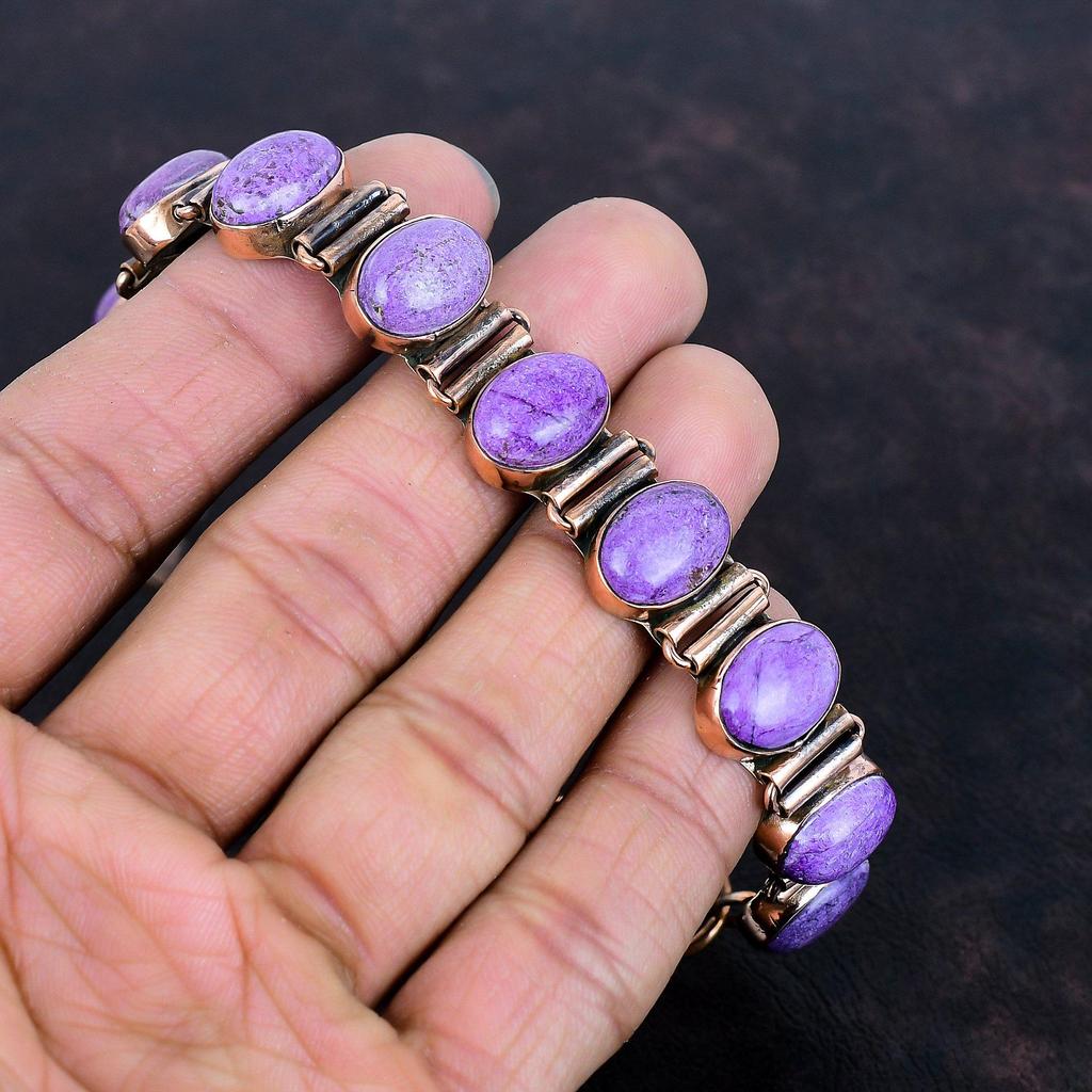 Purpurite Bracelet Copper Bracelet Adjustable Chain Bracelet Handmade Bracelet Gemstone Copper Jewelry Latest Design Bracelet Gifts for Him