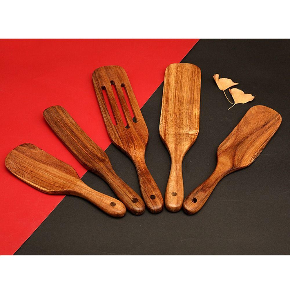 Teak Wood Sourdough Spurtle Heat Resistant Wooden Ladle Skimmer Natural Steak Shovel Pizza Making