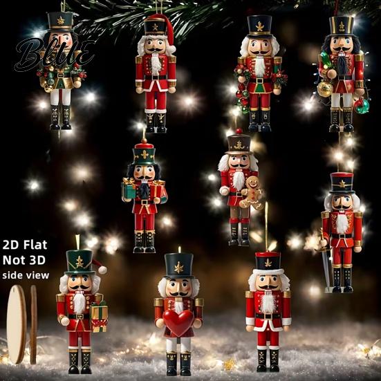 Indoor Christmas Fireplace Decorations Nutcracker Ornaments Durable Wooden Hanging Figurines Country Style Assorted Soldier Figures Decorations,