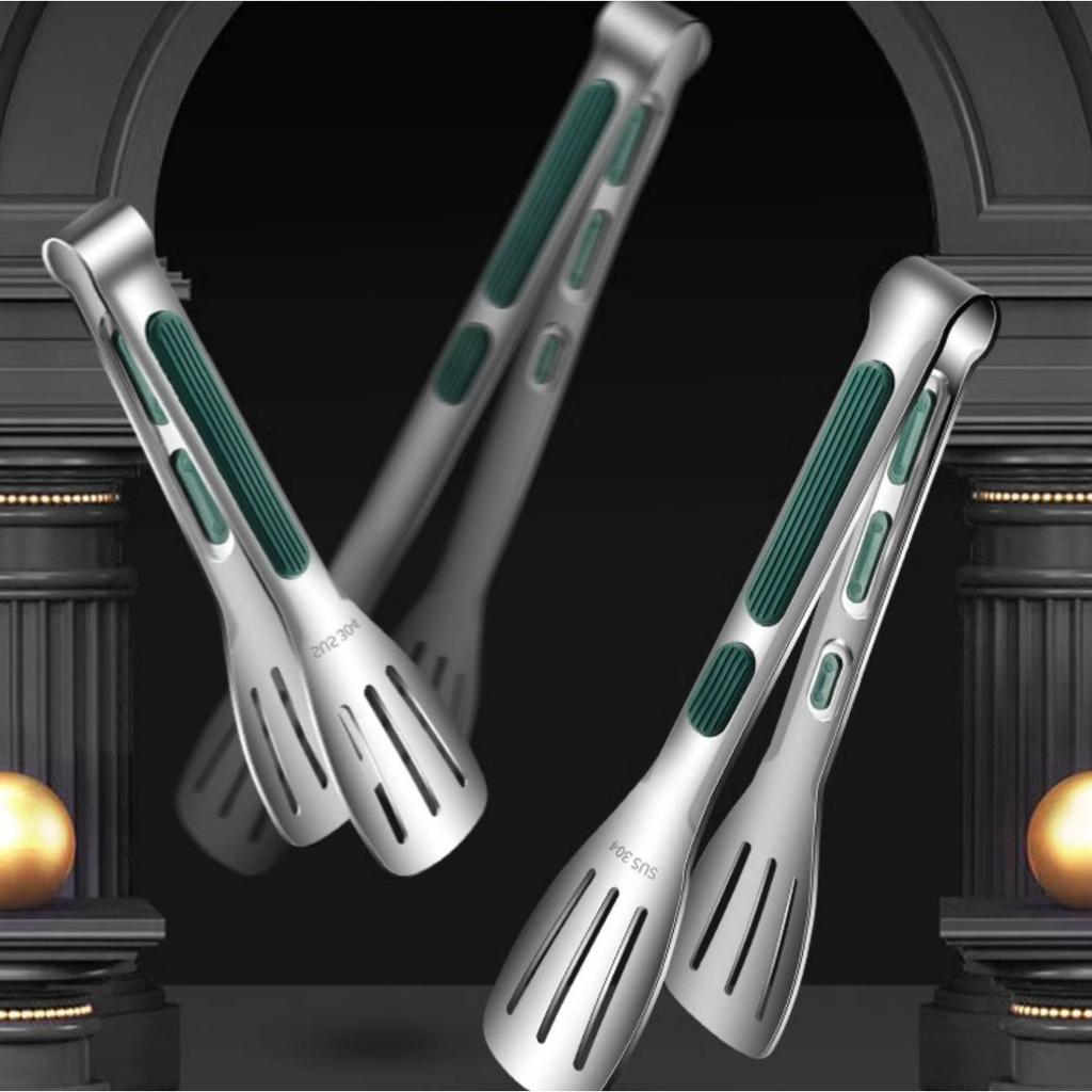Food Grade Stainless Steel Kitchen Tongs for Cooking,BBQ,Heavy Duty Locking Metal Food Tongs Non-Slip Grip