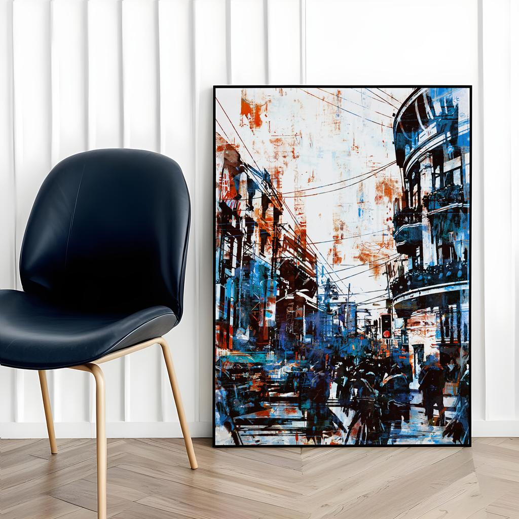 Blue City Abstract Poster