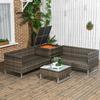 4 Piece Rattan Garden Furniture Set, Outdoor Corner Sofa Set with Storage Table, Loveseats, Cushions - Orange