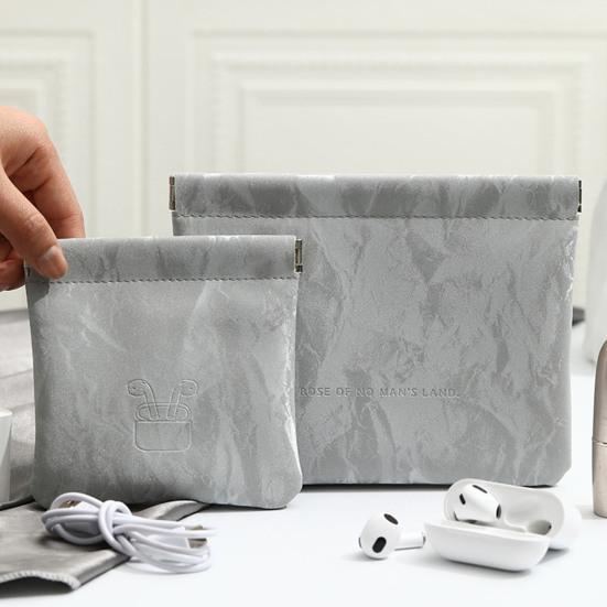 Pocket Cosmetic Bag Portable Earphone Data Cable Storage Bag Coin Purse No Zipper Self-Closing Mini Makeup Bag for Daily Outings Travel