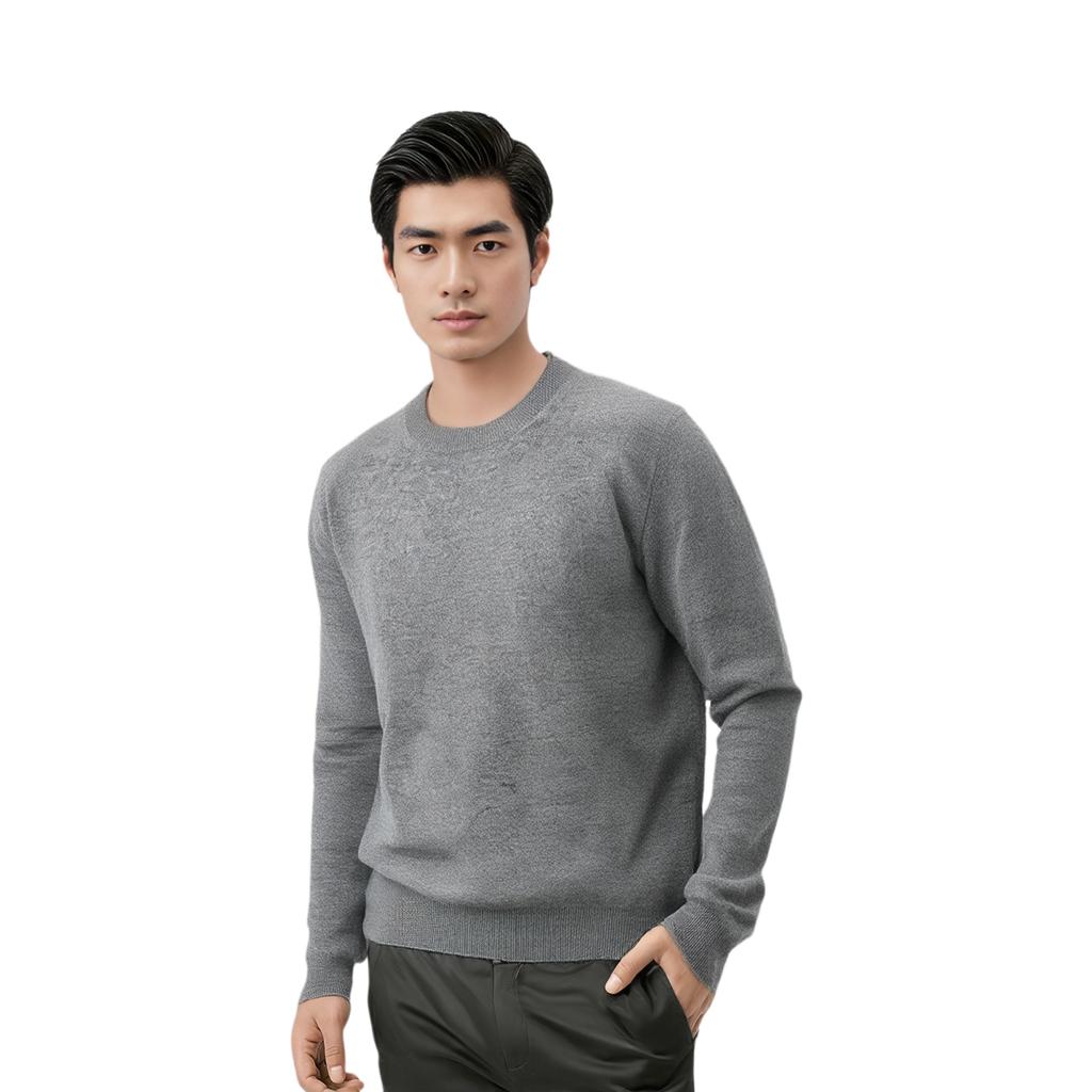 Onitsuka Tiger LS Knit Top Solid Color Fashion Loose Round Neck Long Sleeve Sweater Unisex tops Gray 2183B363-020