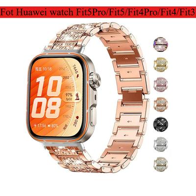Diamond Women Bracelet for Huawei Watch Fit 5 4 3 Stainless Steel Band Watchband Stylish Strap for Huawei Fit5Pro Fit4Pro Correa