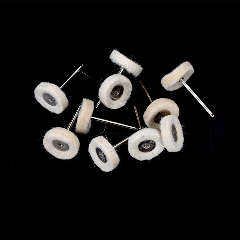 10Pcs 25Mm Wool Felt Polishing Buffing Drill Grinder Wheel Brushes With Handle