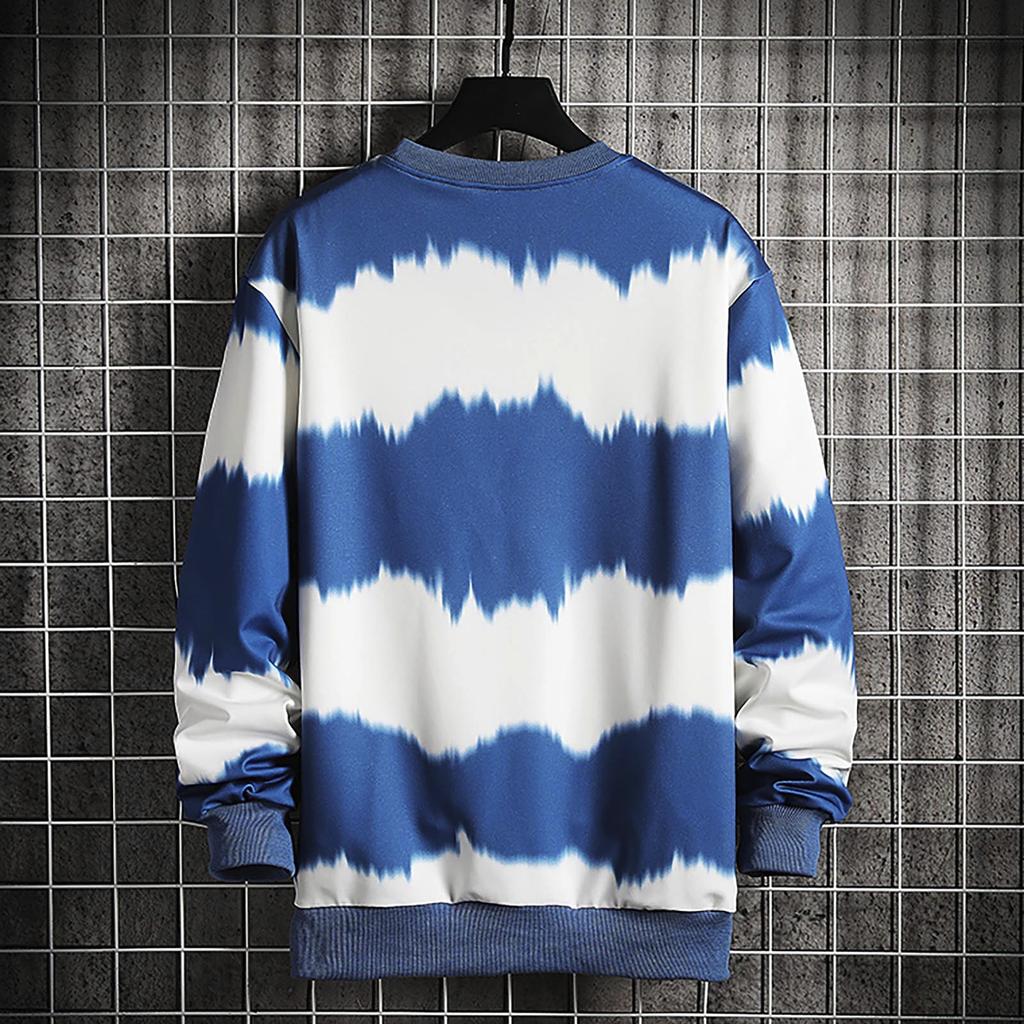 Men's New Stripe  Blouse Casual Fashion Long Sleeve Top Shirt Pullover