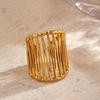 Stainless Steel Wide Ring Exaggerated Heavy Lines Personalized Hollow Hip-Hop Opening Adjustable Waterproof Ring Women's Jewelry