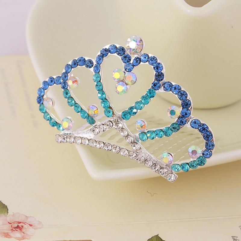 Korean Style Crown Jewelry Comb Hair Ornaments Princess Rhinestone Crown Alloy Colorful Girls Birthday Dance Hair Accessories