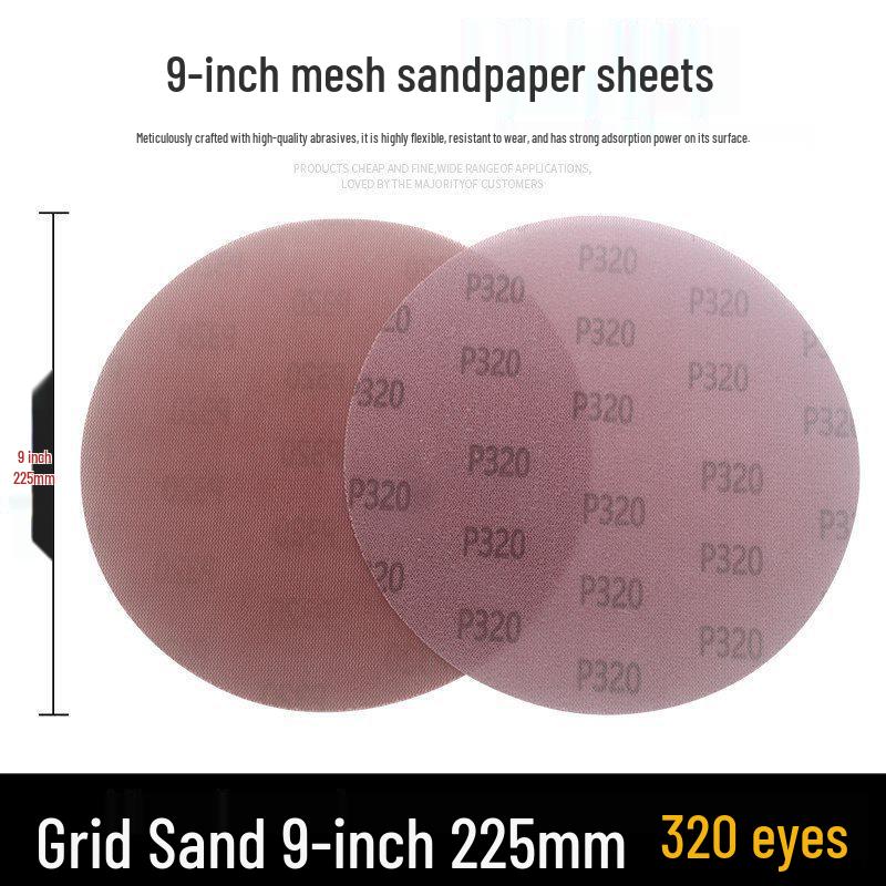 9" Dustless Mesh Sandpaper Disc: Anti-Clog, Self-Adhesive, Wall Putty & Surface Grinding