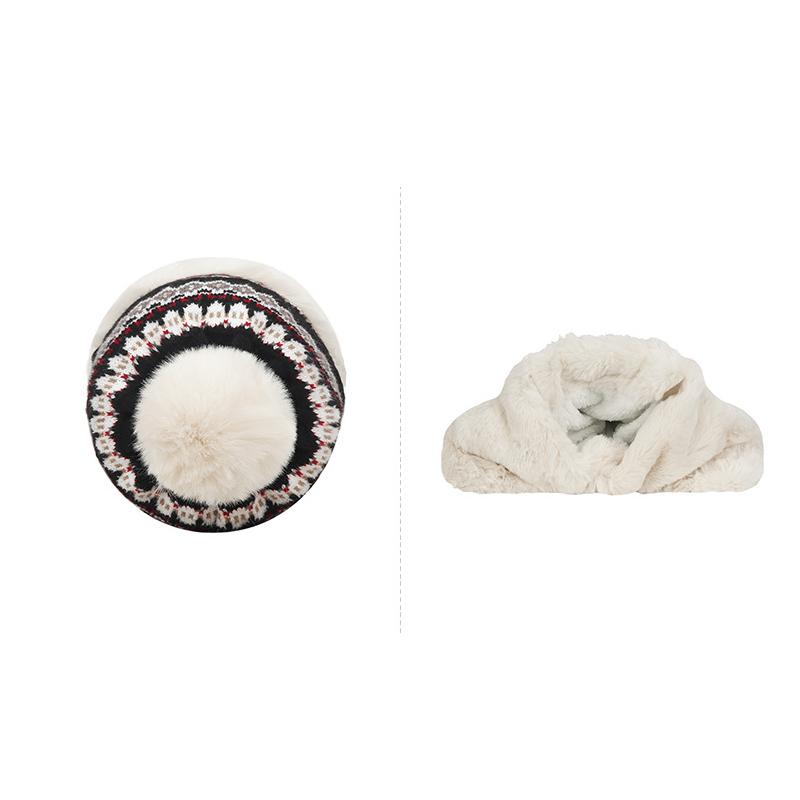 Ethnic Knitted Hat Women's Thick Windproof Cold-Proof Bomber Hat Winter Warm Ear Protection Hat