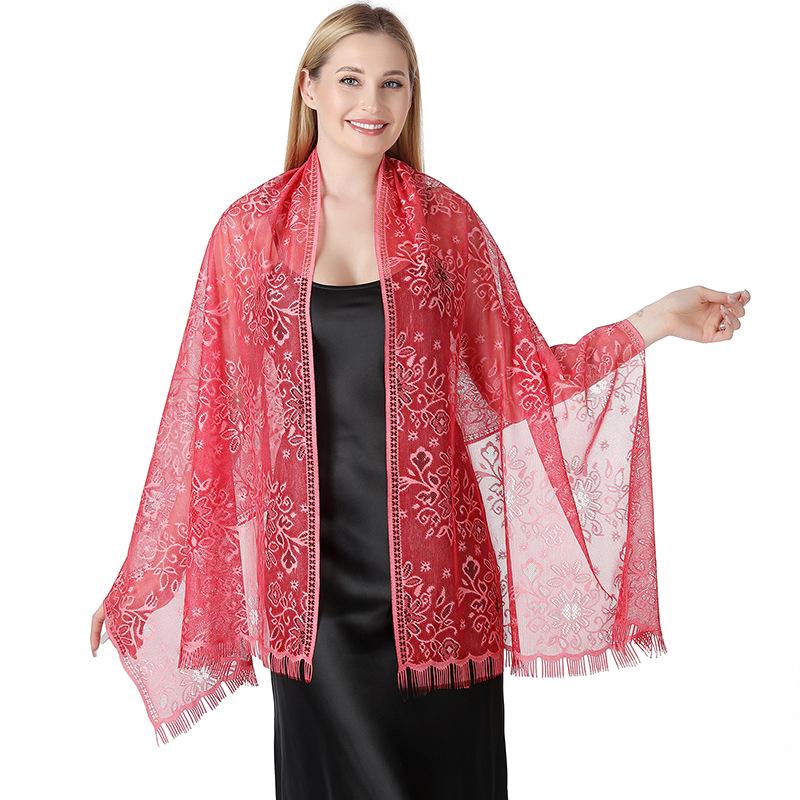 

Floral Tie-Dye Lace Scarf & Shawl for Bridesmaids & Cheongsams