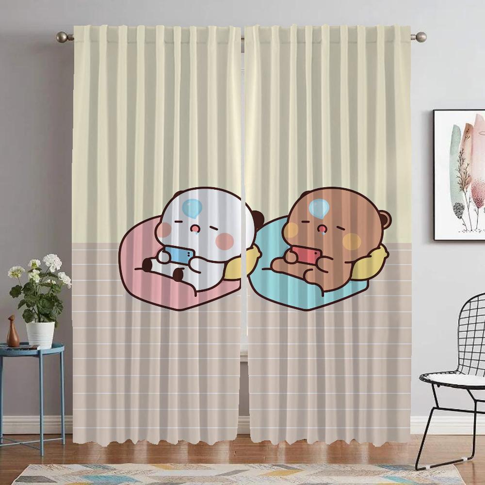 Tulle for Bedroom Bubu and Dudu Blackout Curtains for Living Room Partition Halloween Decoration Home Interior Curtains 2 Pieces