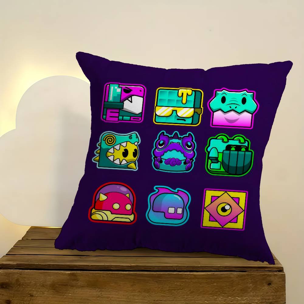 Game Geometry Cartoon Dash Pillow Cover Design Cushion Cover Decor Holiday Decorati