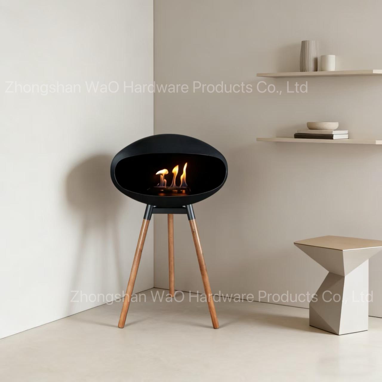 

Nordic Round Ball Alcohol Fireplace with Solid Wood Tripod Legs