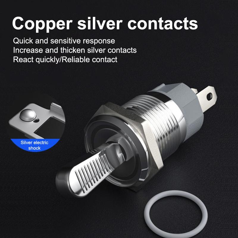 16Mm Metal Toggle Switch Waterproof Led Light Self-Locking 2 Position On Off Micro Button Switch