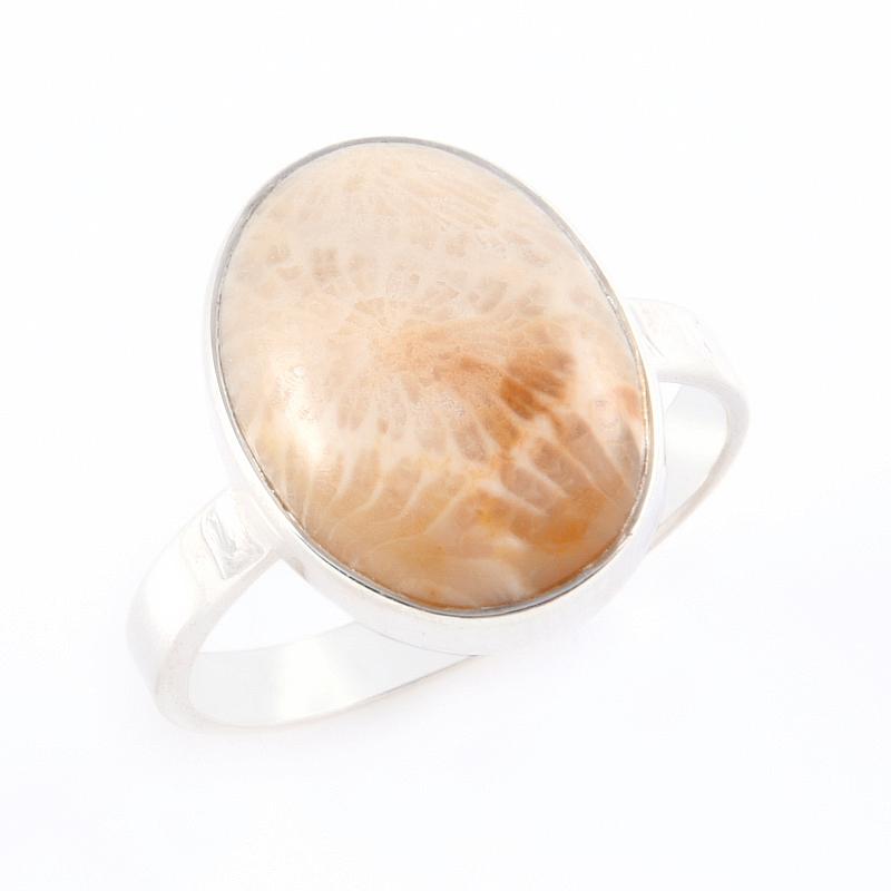 Natural Fossil Coral Gemstone Handmade 925 Sterling Silver Jewelry Ring S.9 K7R14