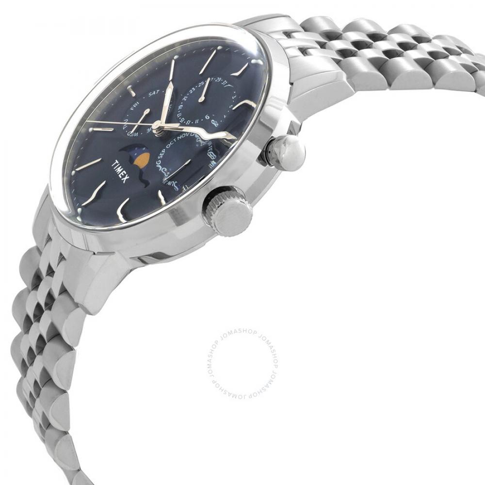 Timex Marlin Quartz Moon Phase Blue Dial Watch Tw2w51300vq