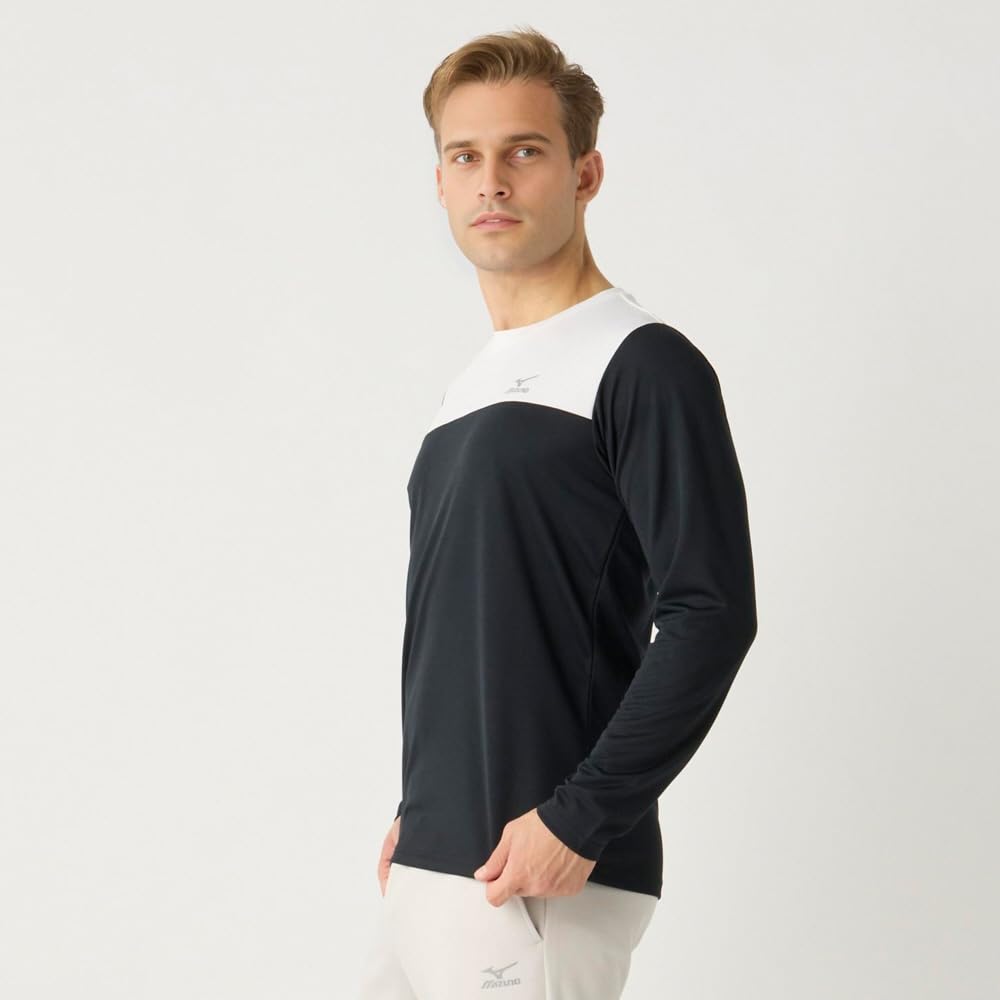 Mizuno Simple Is Training and Size Size K2JACM13 Quick-Dry Long-Sleeve T-Shirt, Sweat-Wicking Quick-Drying, Men's 2, Black, L,