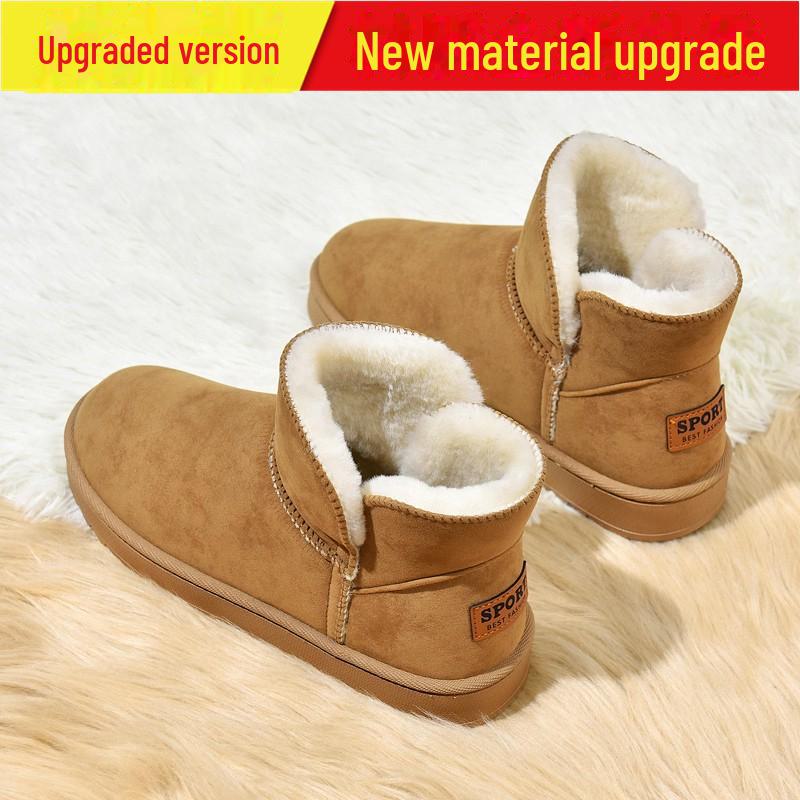 

Men s 2024 Northeast High-Top Snow Boots: Fur & Leather, Cold-Resistant with Thick Warm Velvet Lining 43