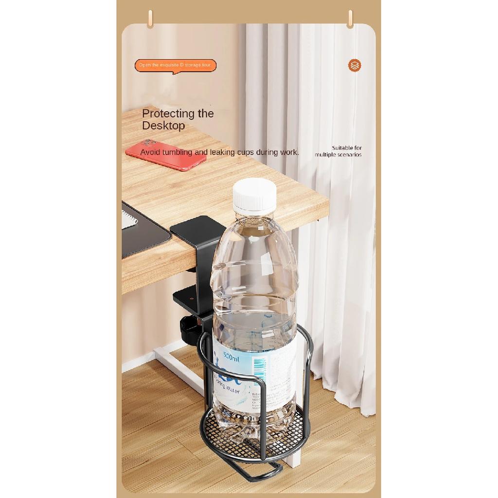 2 in 1 Desk Cup Holder with Headphone Hanger Holder, Anti-Spill Cup Holder-360° Rotation Stand Hook Suitable for Coffee Mups