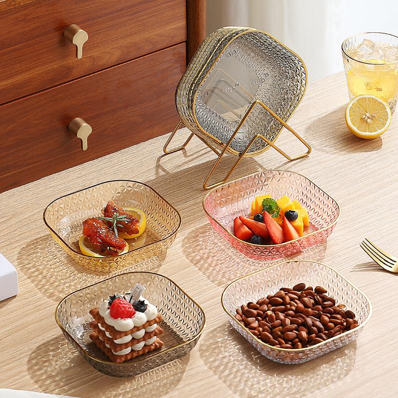 Ktv Acrylic Fruit Plate Fruit Plate Plastic Plate Transparent Candy Creative Household Snack Plate Living Room Plate