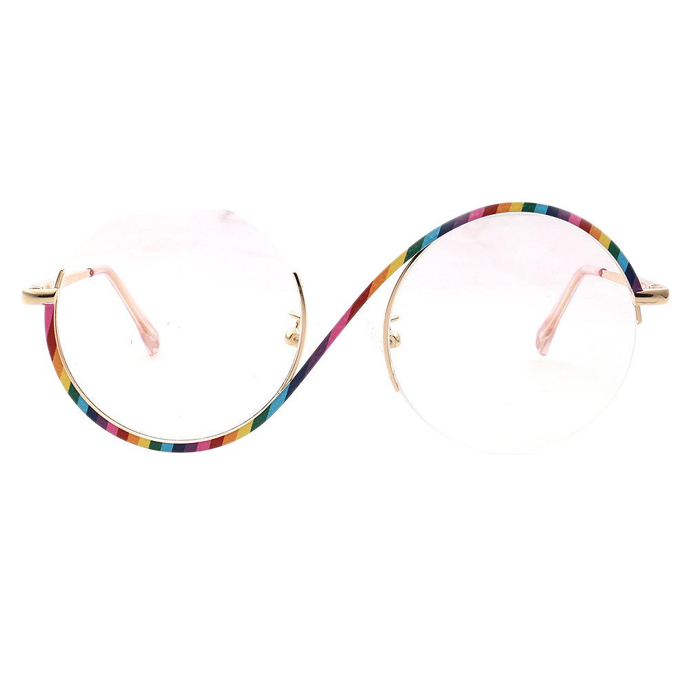 Yuanming Asymmetrical Retro Metal Round Eyeglasses - Fits Anti-Blue Light, TOP520