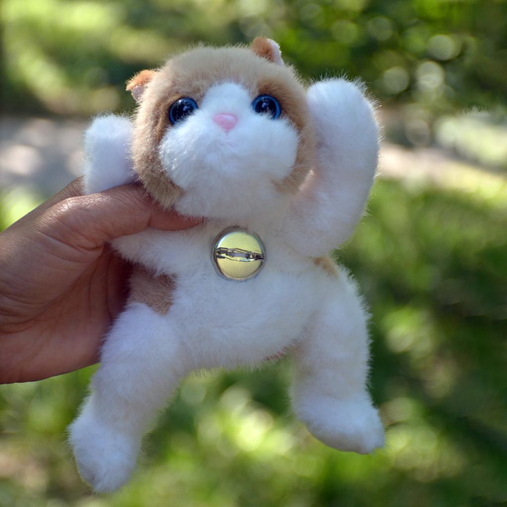 L18Cm Cute Kitten Plush Toy Yellow Male Kitten Shoulder-Resting Style Birthday Gift