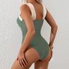 Womens Swimsuit Square Neck Wide Strap Swimwear Floral Print Bodysuit Tummy Control Bathing Suit