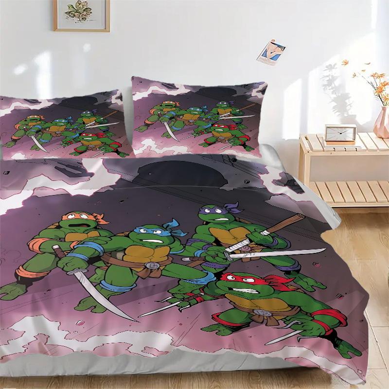 

3pcs Turtles, Ninja Duvet Cover Set - Includes 1 Duvet Cover and 1/2 Pillowcases (No Insert) yy251107159 135x200cm