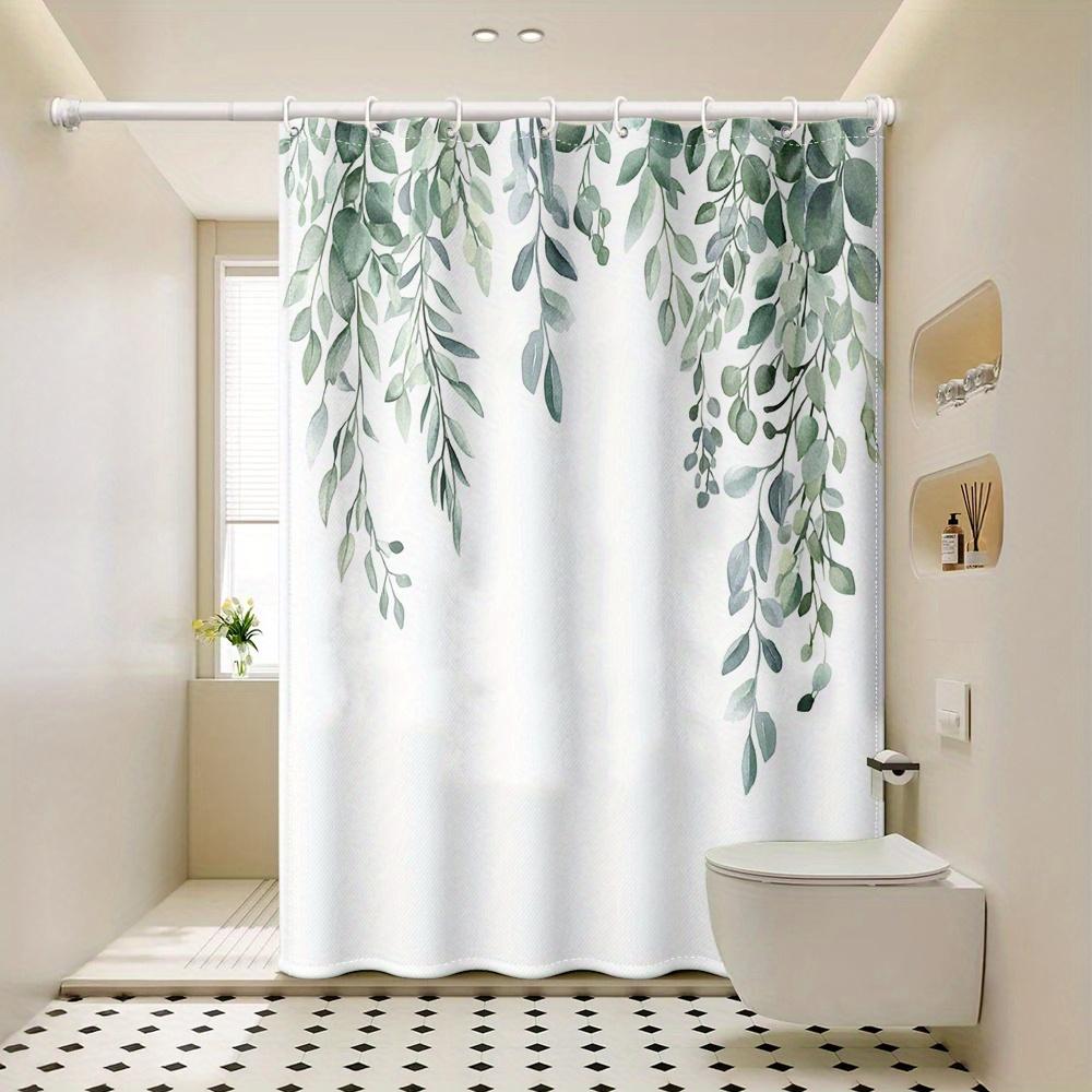 1 Piece Of Watercolor Dripping Leaf Print Shower Curtain, Polyester Fabric, Machine Washable, Suitable For Bathroom Decoration