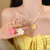Sweet Cute Colorful Resin Flower Pendant Necklaces for Women Girls Vacation Style Beaded Woven Rope Necklaces Jewelry Wholesale